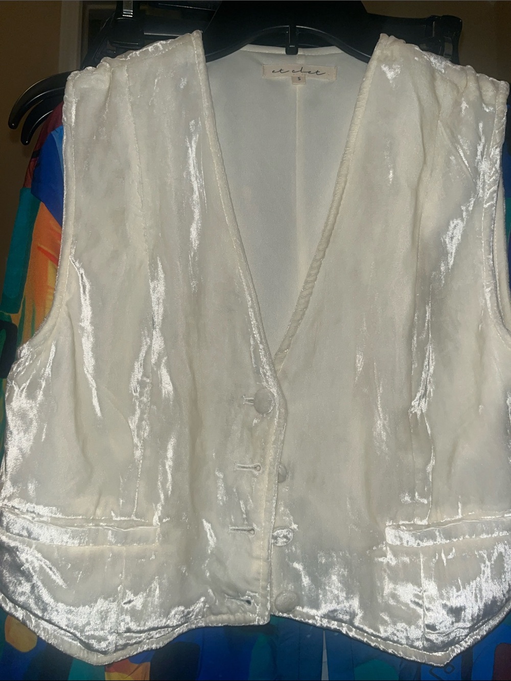 Eloise Cream Satin V-Neck Button Vest